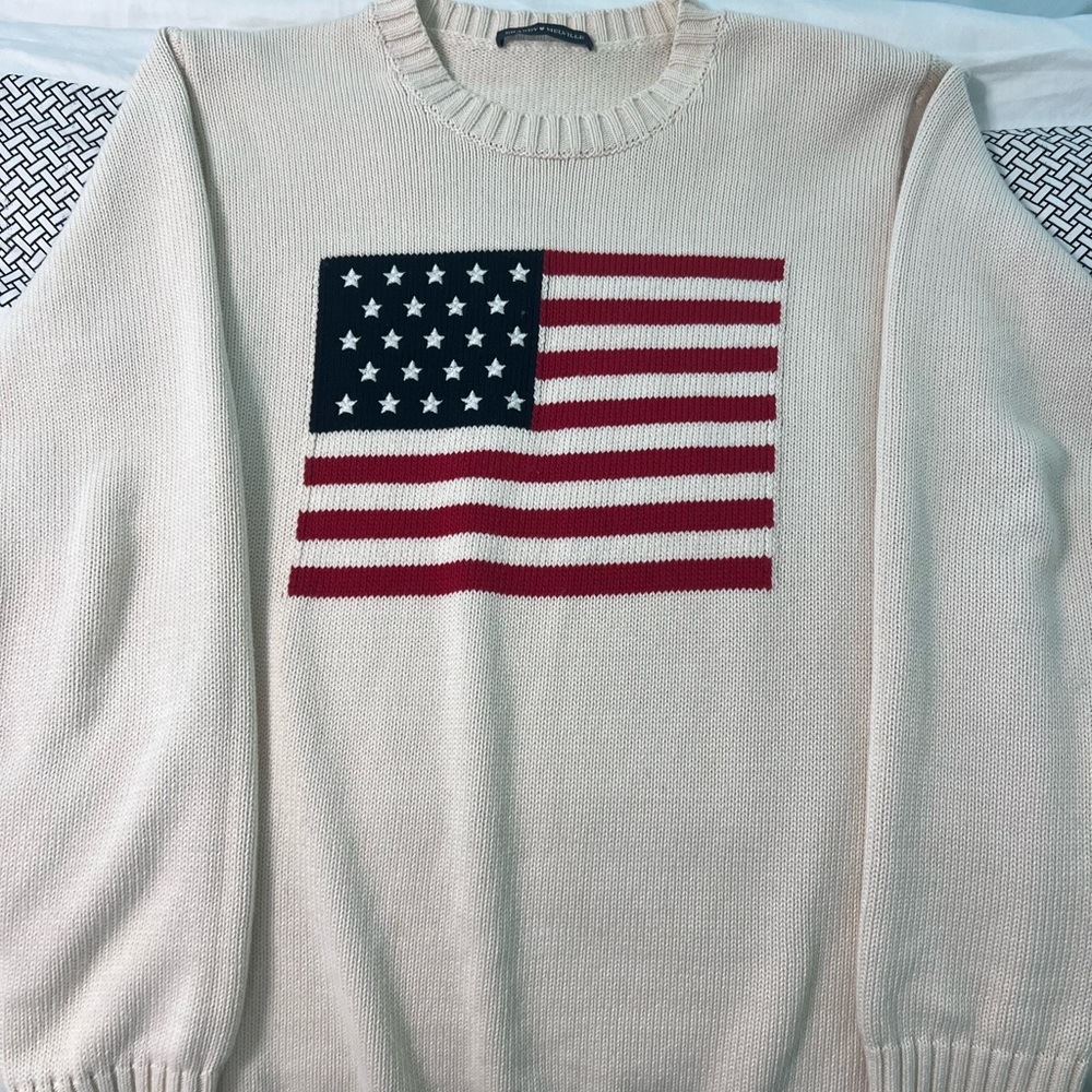 Brandy Melville Cream Sweater with American Flag